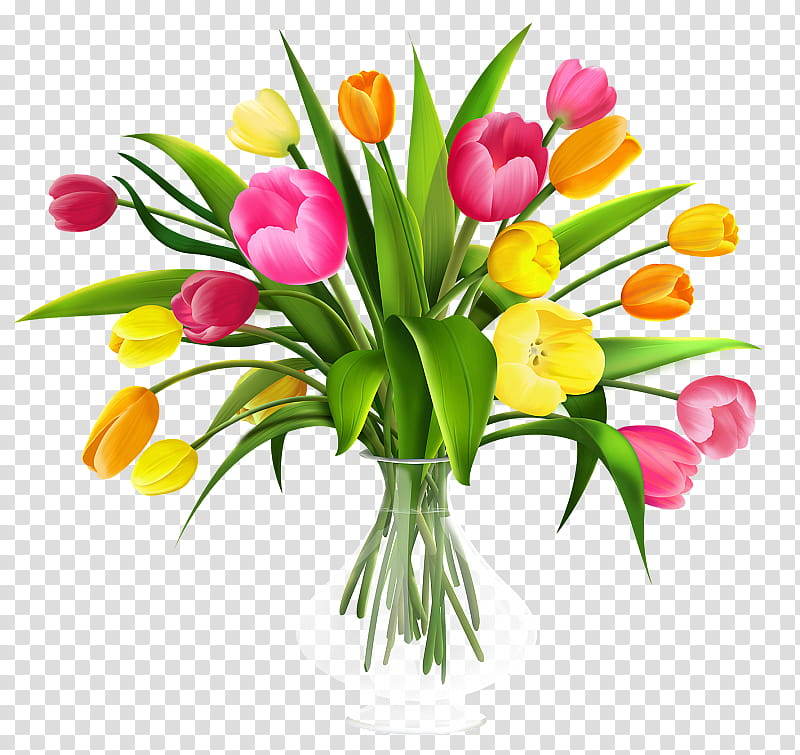 Floral Spring Flowers, Flower Bouquet, Tulip, Vase, Floral Design, Rose, Flower Vases, Plant transparent background PNG clipart