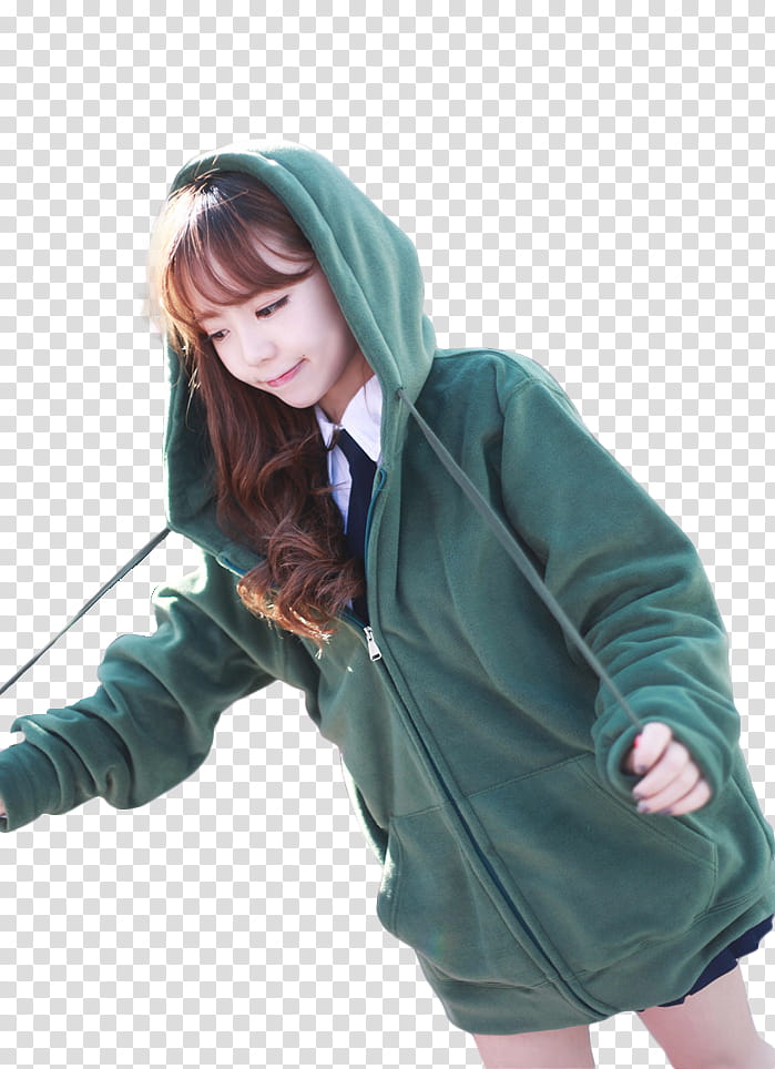 RENDER Hong Young Gi, girl pulling pullover hoodie's strap transparent background PNG clipart