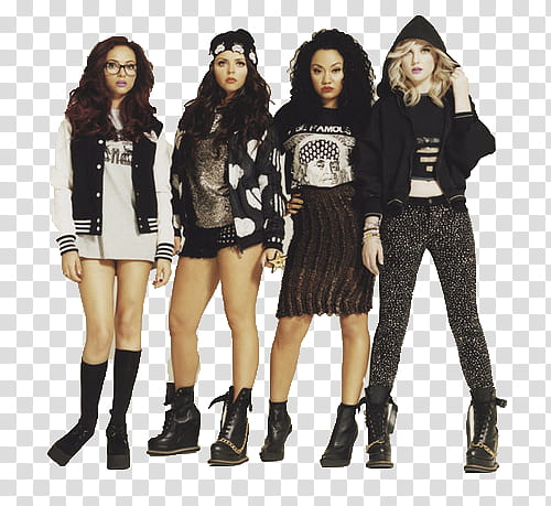 Little Mix, four women wearing black-and-white dresses transparent background PNG clipart