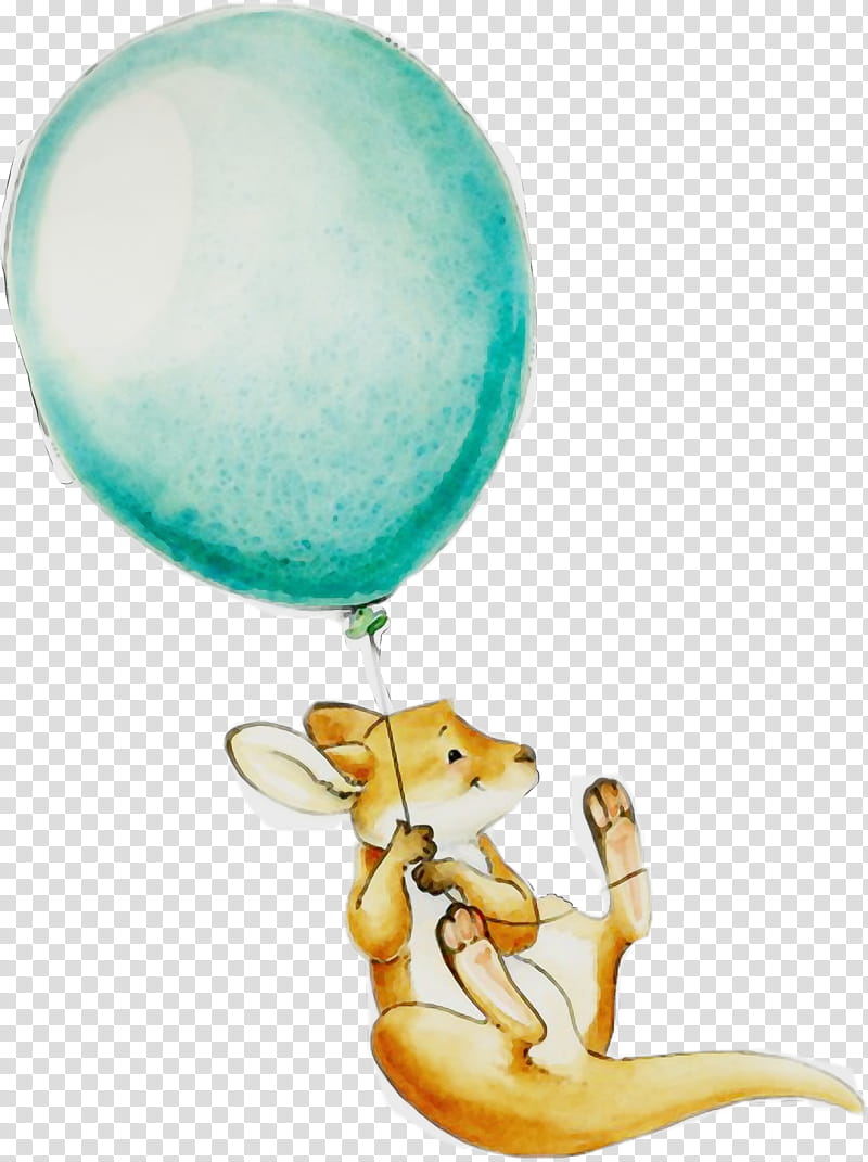 balloon turquoise party supply, Watercolor, Paint, Wet Ink transparent background PNG clipart