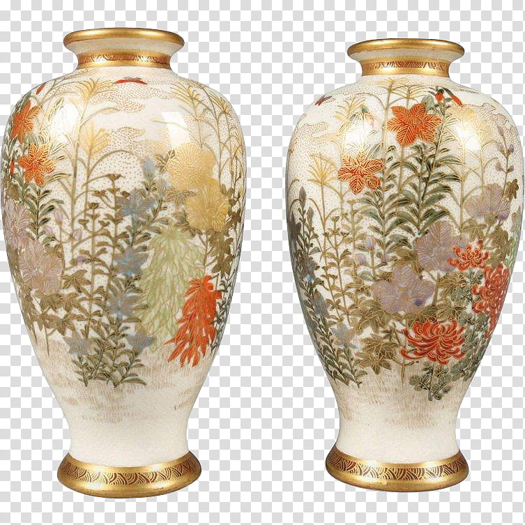 Bamboo, Vase, Satsuma Ware, Porcelain, Ceramic, Tokanabe, Vitreous Enamel, Gilding transparent background PNG clipart