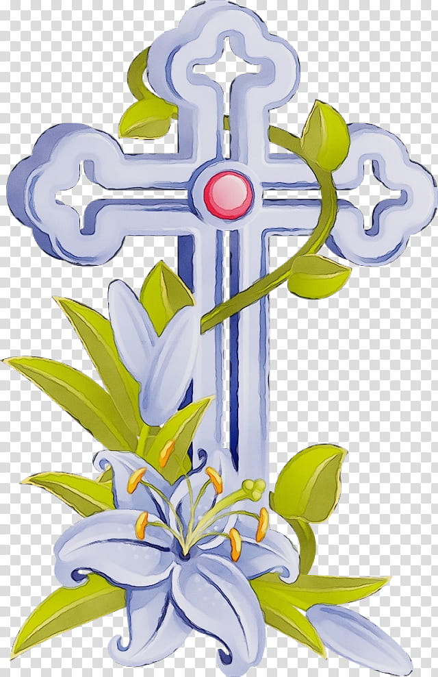 cross symbol flower plant religious item, Watercolor, Paint, Wet Ink, Wildflower transparent background PNG clipart