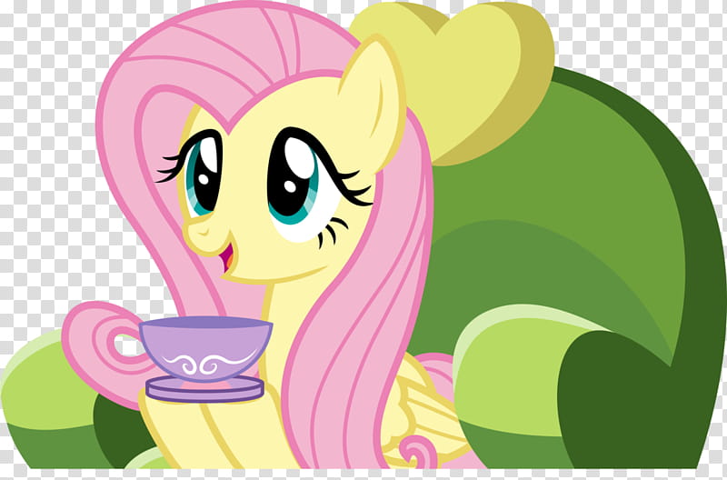 Tea Time with Fluttershy, yellow and pink My Little Pony character illustration transparent background PNG clipart