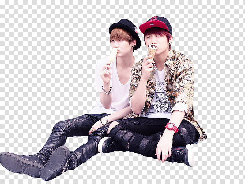Kookga BTS, two men eating ice cream art transparent background PNG clipart