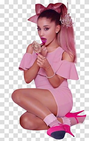 Ariana Grande Woman Wearing Pink Cold Shoulder Bodycon Midi Dress With Pink Stilettos Transparent Background Png Clipart Hiclipart