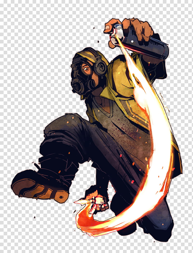 The Flamethrower, man wearing yellow jacket paitning transparent background PNG clipart