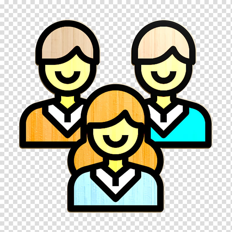 Management icon Team icon, People, Yellow, Facial Expression, Social Group, Cartoon, Smile, Interaction transparent background PNG clipart