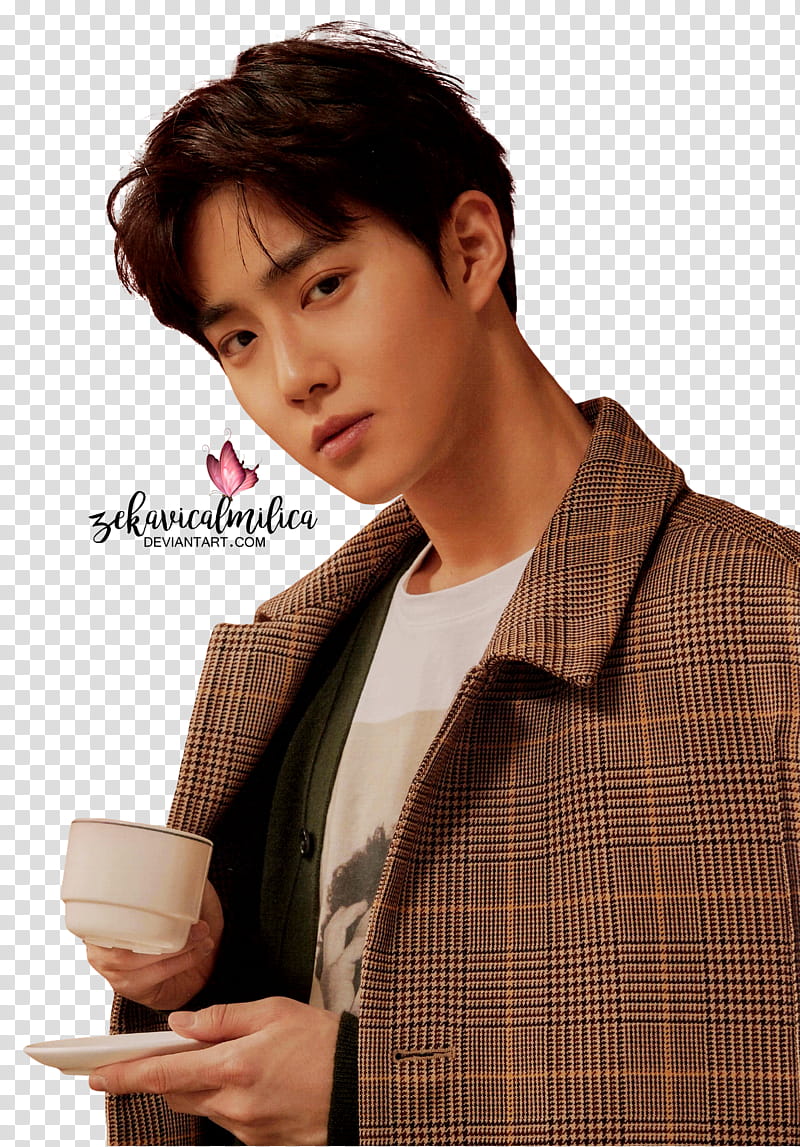 EXO Universe, Exo Suho holding teacup and saucer transparent background PNG clipart