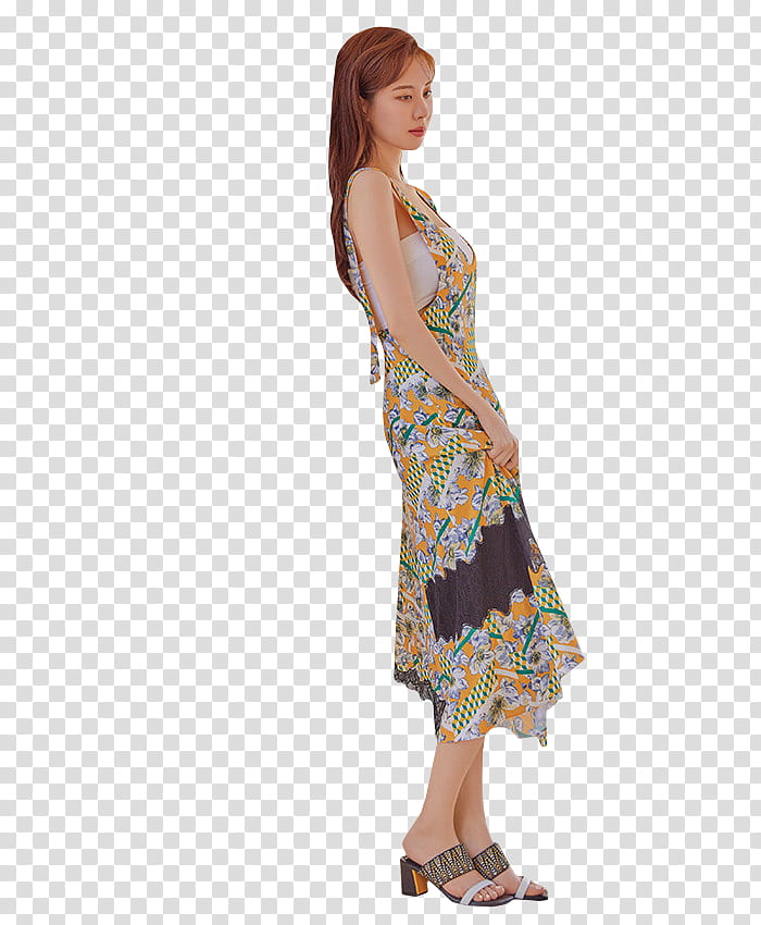 SEOHYUN GRAZIA SNSD, woman holding her dress facing right transparent background PNG clipart