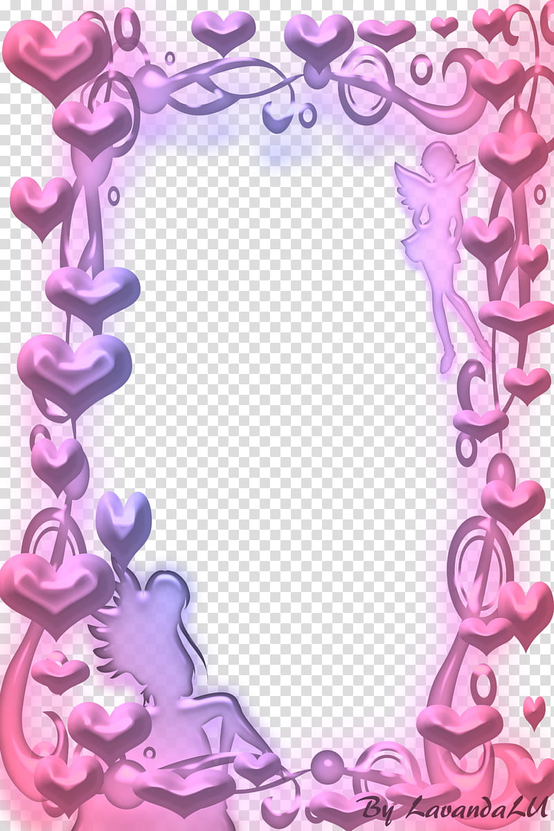 Lav Frames , pink hearts borded transparent background PNG clipart