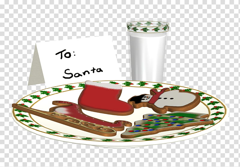 D To Santa, round white and green ceramic plate illustration transparent background PNG clipart