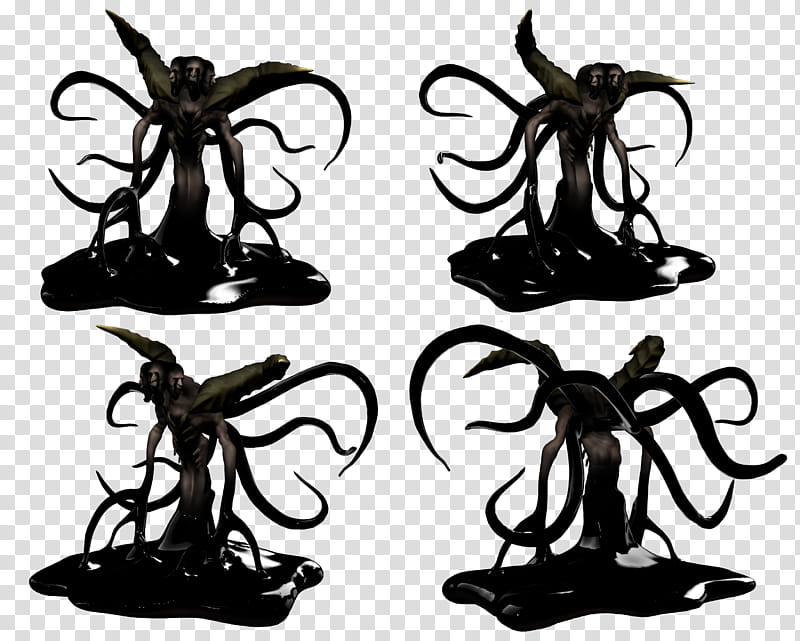 Zalgo Flesh Incarnation Resource, four black fictional character figurines transparent background PNG clipart
