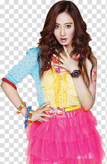 Yuri Girls Generation Render, woman in yellow and pink layered dress transparent background PNG clipart