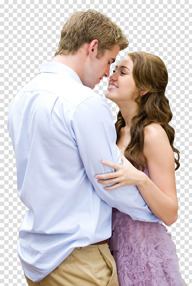 man in blue dress shirt hugging woman in floral dress transparent background PNG clipart