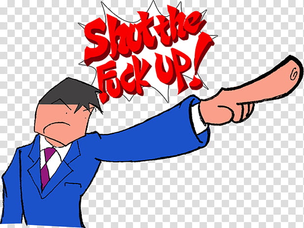 STFU, man in blue suit illustration transparent background PNG clipart