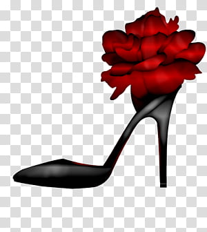 black heels with red flowers