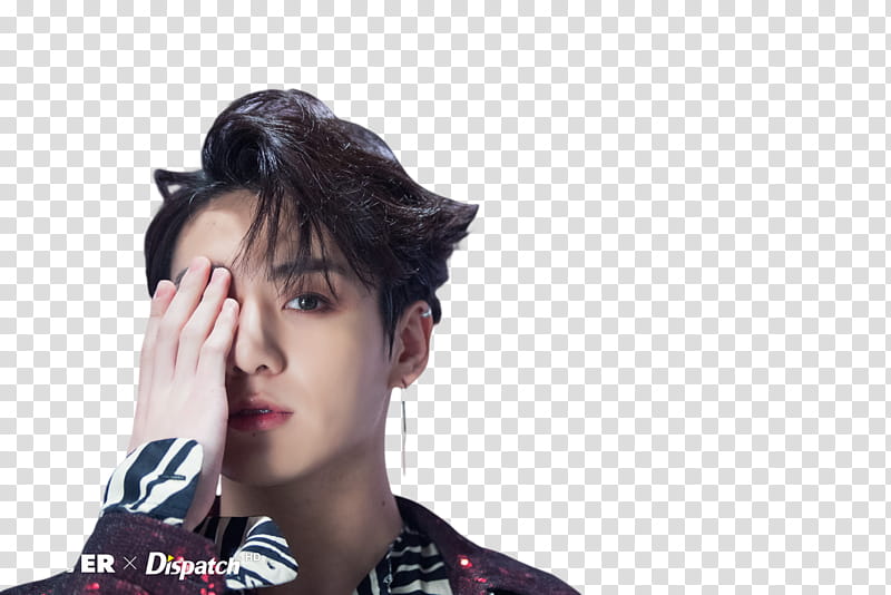 Jungkook BTS, man covering his right eye transparent background PNG clipart