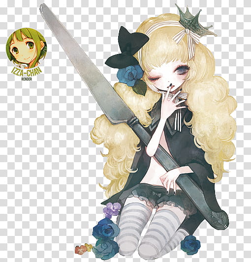 Renders Anime, female anime holding knife transparent background PNG clipart