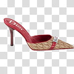 fashion shoes icons, , unpaired red and brown Dior pointed-toe heeled sandal transparent background PNG clipart