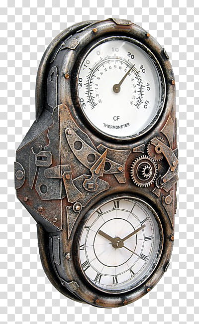 Steampunk Clocks  s, gray and white meter gauge transparent background PNG clipart