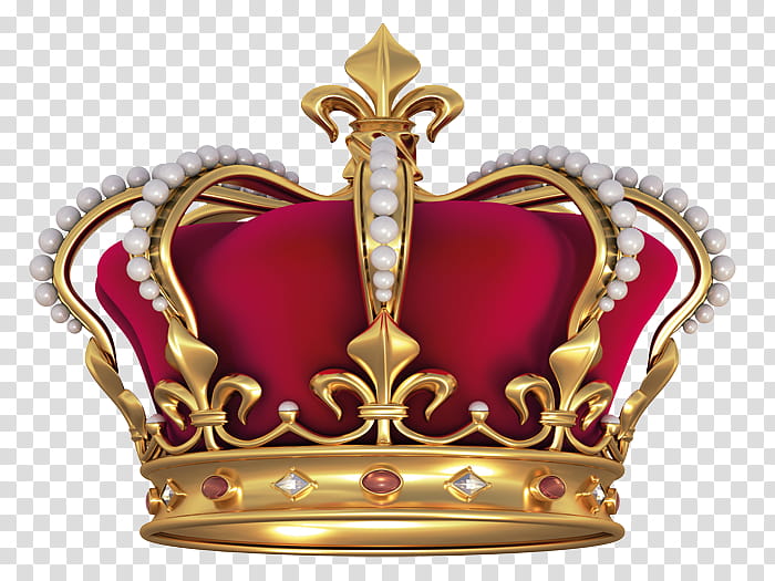 Royalty, gold-colored and red crown transparent background PNG clipart