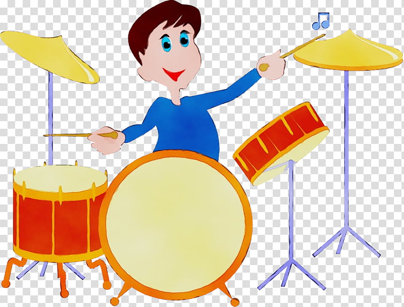 drum cartoon drummer drums, Watercolor, Paint, Wet Ink, Musical Instrument, Musician, Membranophone transparent background PNG clipart