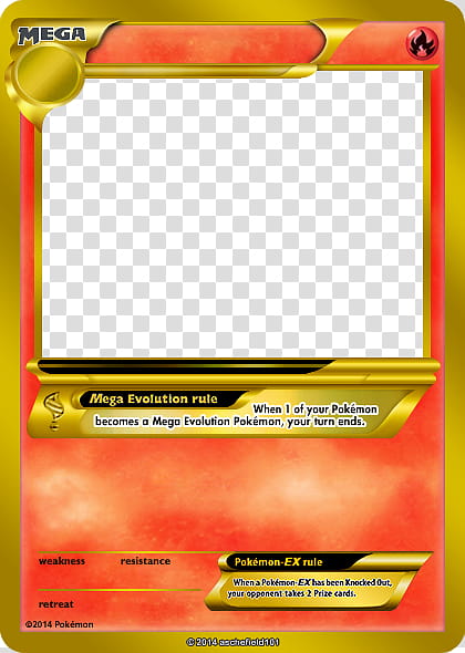 XY Blanks, Mega Gold, Fire, Mega Pokemon trading card transparent background PNG clipart