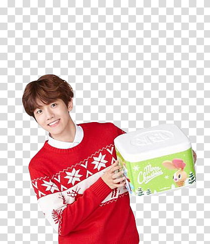 MERRY CHRISTMAS, man holding green container transparent background PNG clipart