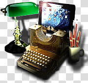 Steampunk Icon Set in format, typewriter-with-screen, gray typewriter transparent background PNG clipart