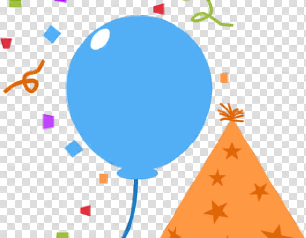 Birthday Balloon, Party Hat, Confetti, Birthday
, Party Popper, Balloon String, Gift, Orange transparent background PNG clipart