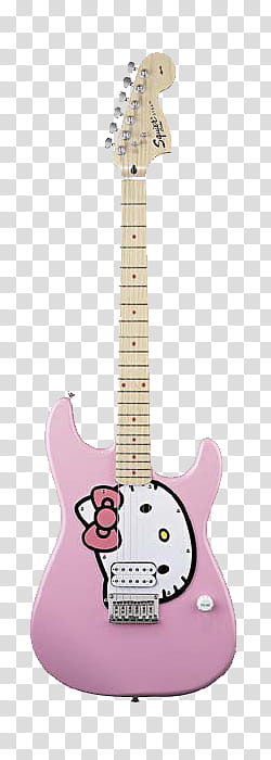 Guitars, pink and white Hello Kitty electric guitar transparent background PNG clipart