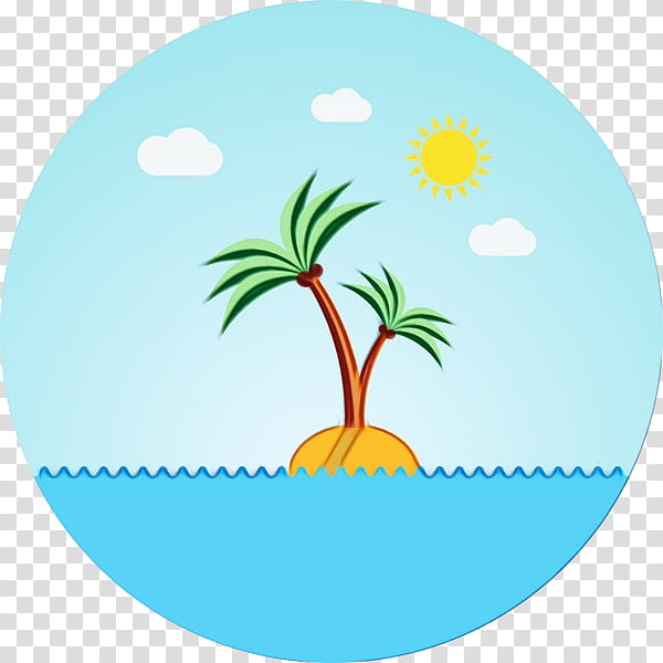 Cartoon Palm Tree, Leaf, Green, Line, Computer, Meter, Plate, Orange transparent background PNG clipart