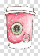 OVERLAYS, red and white Starbucks coffee cup illustration transparent background PNG clipart
