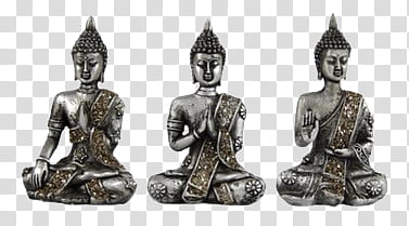 AESTHETIC GRUNGE, three gray Gautama Buddha statues transparent background PNG clipart