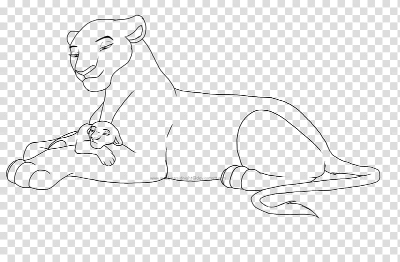 Mother and Cub Base , cub lying on lioness hand illustration transparent background PNG clipart