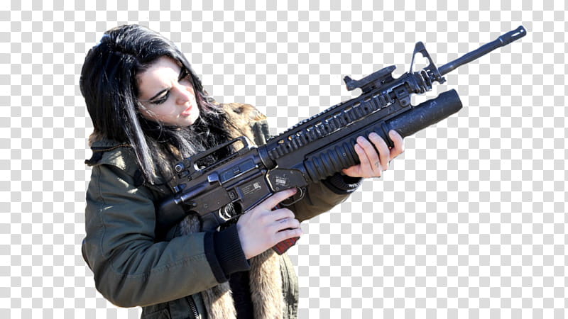 WWE Divas open fire at Fort Bennings weapons range, woman holding rifle transparent background PNG clipart