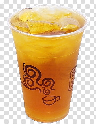 white disposable cup with orange liquid transparent background PNG clipart