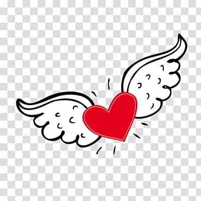red heart and wings illustration transparent background PNG clipart