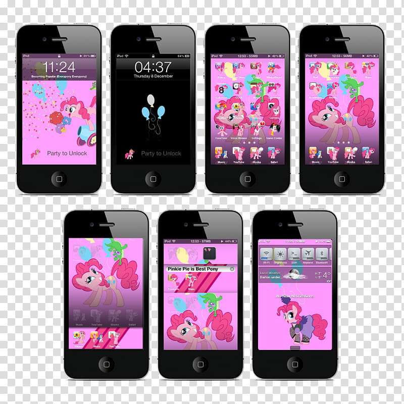 Pinkie Pie iPhone and iTouch Theme, black iPhone  lot transparent background PNG clipart