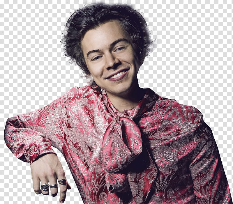 Harry Styles, smiling man wearing red long-sleeved shirt transparent background PNG clipart