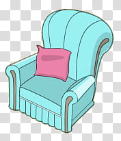 HermOso de muebles, blue sofa chair and pink throw pillow transparent background PNG clipart