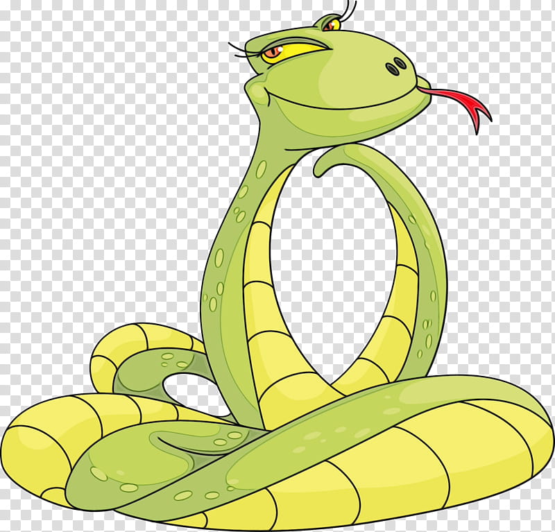 mamba cartoon yellow reptile serpent, Watercolor, Paint, Wet Ink, Snake, Elapidae, Scaled Reptile, Rattlesnake transparent background PNG clipart