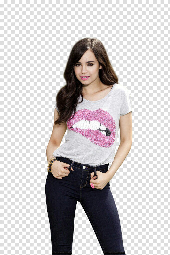 Sofia Carson , woman in gray shirt transparent background PNG clipart