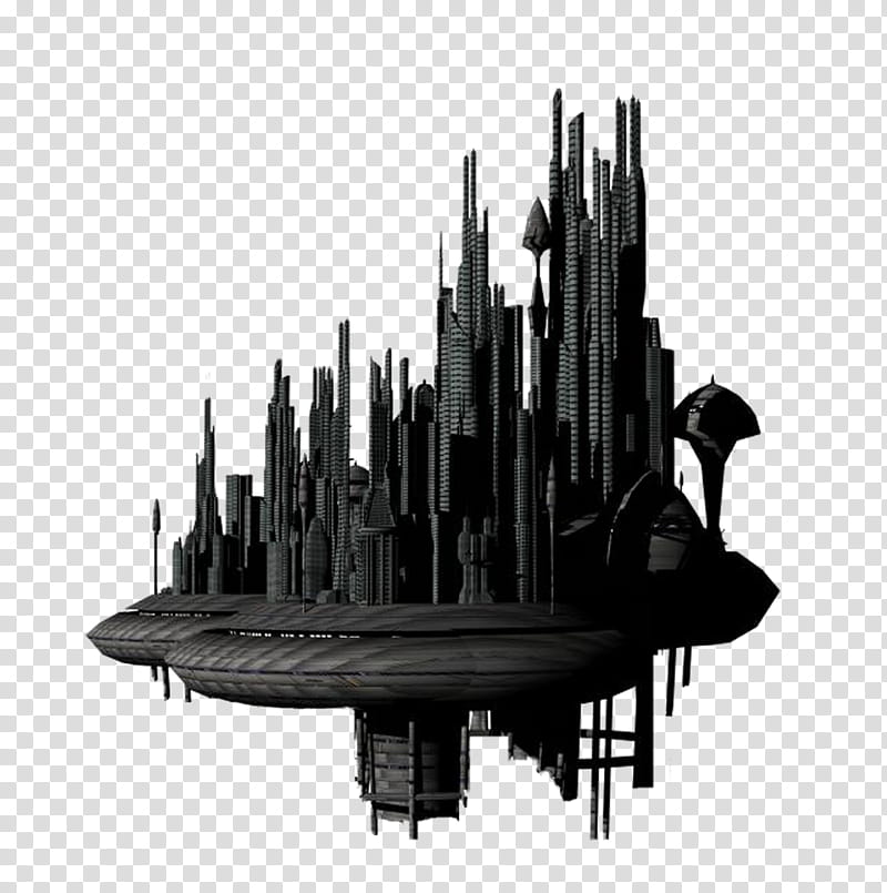 Sci Fi Fantasy Building, gray building illustration transparent background PNG clipart