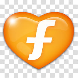 Facebook , orange heart with white letter f transparent background PNG clipart