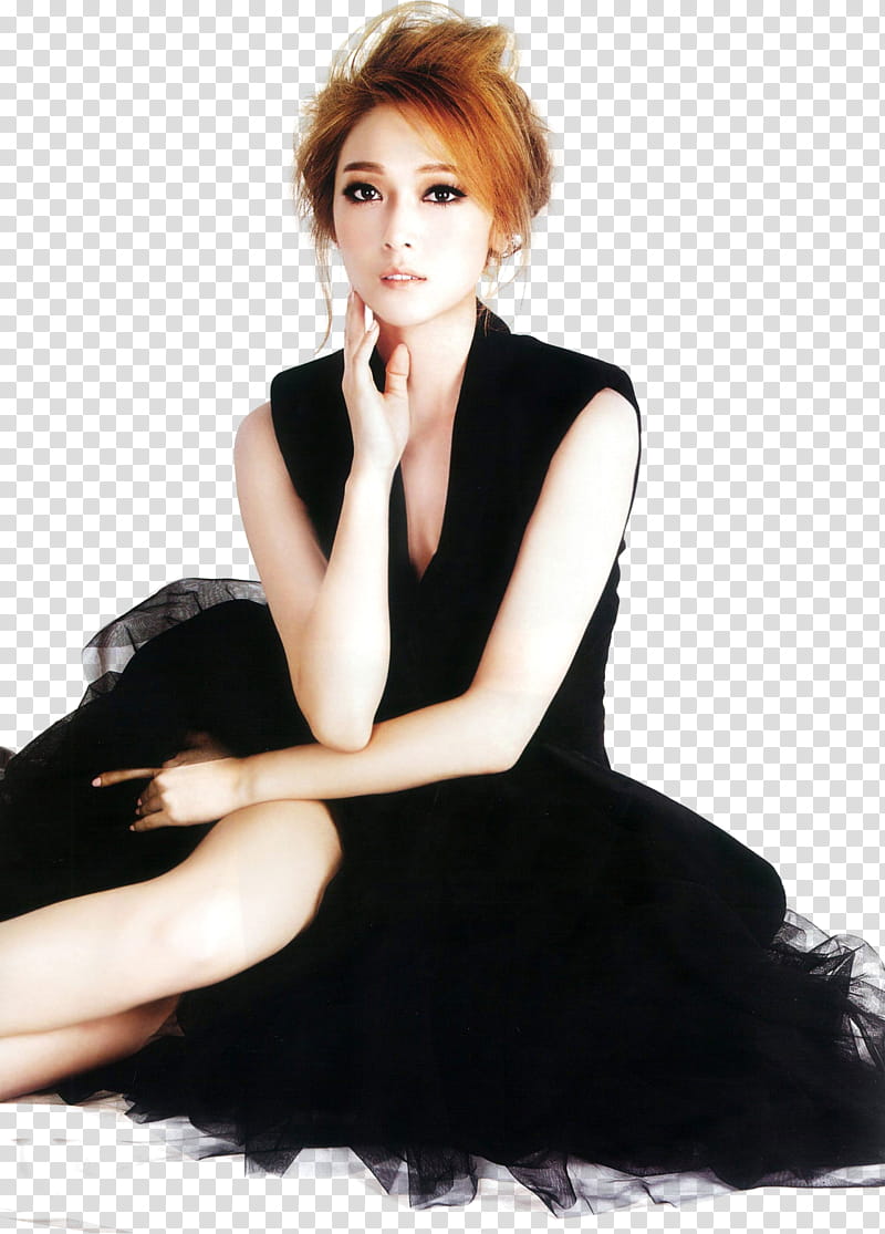 Jessica SNSD Render, woman in black V-neck sleeveless dress transparent background PNG clipart