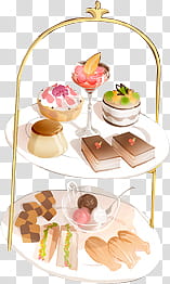 Mini, desserts on tray transparent background PNG clipart