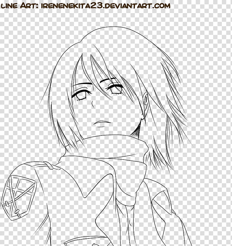 Line Art Mikasa Shingeki no Kyojin transparent background PNG clipart