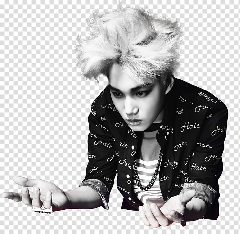 EXO Overdose, man wearing black and white button-up shirt transparent background PNG clipart