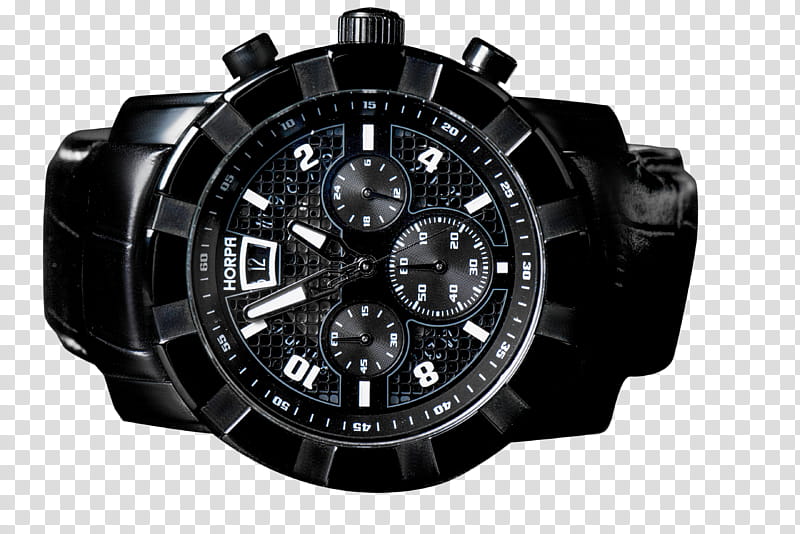 Black watch , round black chronograph watch transparent background PNG clipart